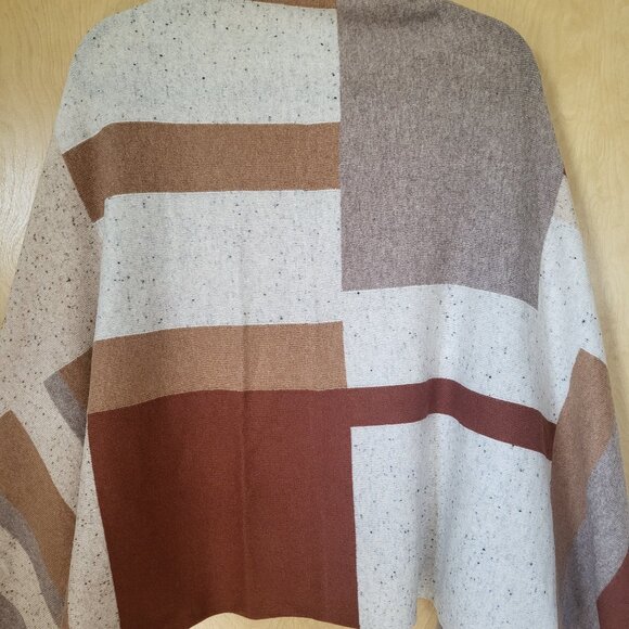 Garnet Hill Cashmere Wrap Scarf Rust Patchwork One Size - Picture 3 of 13